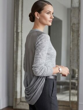 Theory Josetta Picturesque Mohair Grey Silk Sweater Size Small